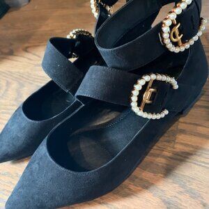 Black Pearl Ballet Flats in wide fit size 9, NEW!